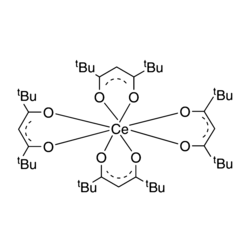 Tetrakis(2,2,6,6-tetramethyl- 3,5-heptanedionate)cerium - CAS:18960-54-8 - Ce(TMHD)4, Ce(dpm), Cerium-DPM, Cerium tetramethylheptanedionate, Cerium dipivaloylmethane, (Dipivalomethanato)cerium(I)